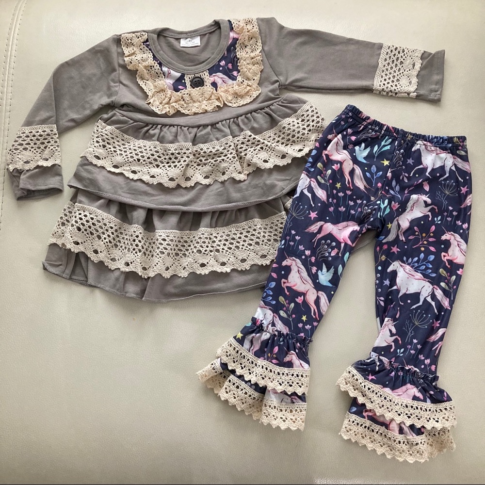 Boutique Embroidered Lace Unicorn 🦄 Pants Set - Picture 6 of 8